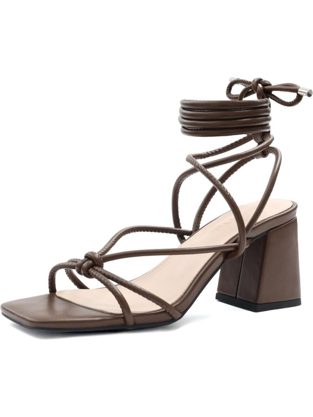 Women's Chocolate Strappy Gladiator High Heel Sandal Chunky Block Heel Open Toe